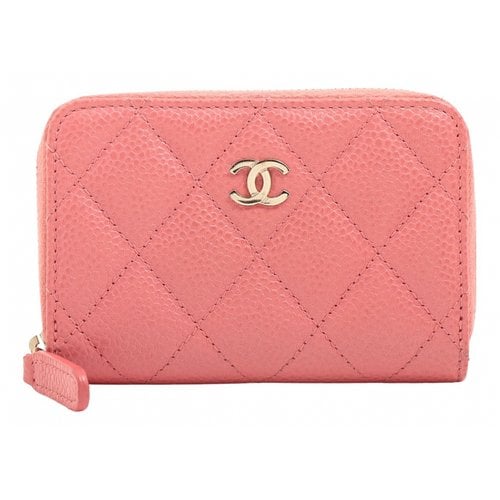 Pre-owned Chanel Gabrielle Leather Wallet In Pink