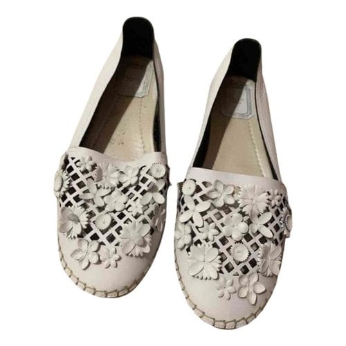 Pre-owned Dior Leather Espadrilles In White
