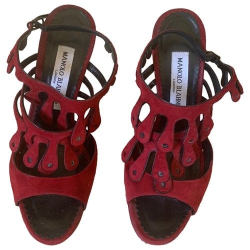 Pre-owned Manolo Blahnik Sandals In Red