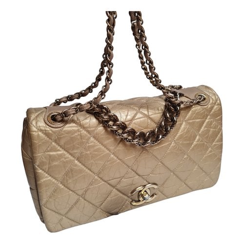 Pre-owned Chanel Pondichery Leather Handbag In Gold
