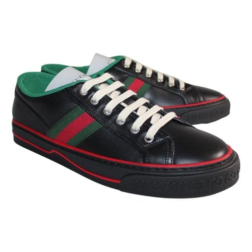 Pre-owned Gucci Tennis 1977 Leather Trainers In Black