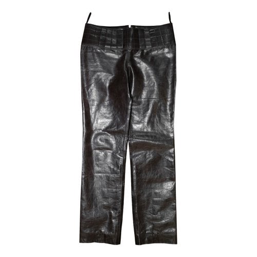 Pre-owned Chanel Leather Trousers In Brown