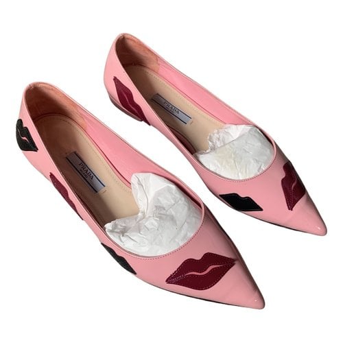 Pre-owned Prada Patent Leather Ballet Flats In Pink