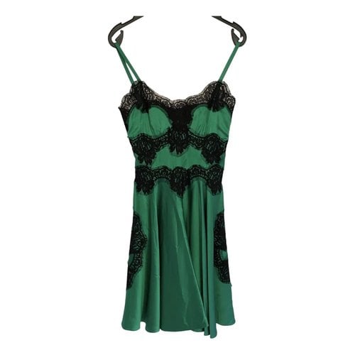 Pre-owned Dolce & Gabbana Silk Mini Dress In Green