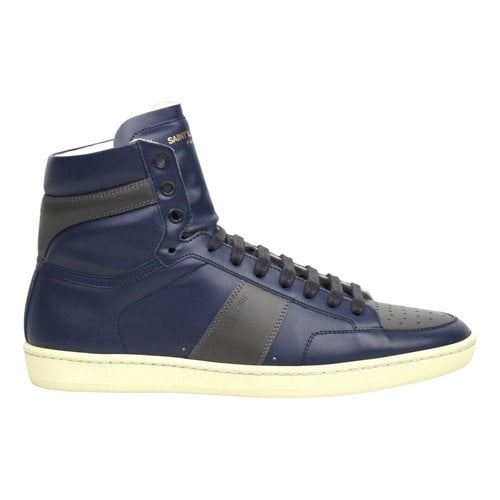 Pre-owned Saint Laurent Leather High Trainers In Blue