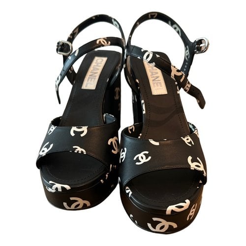 Pre-owned Chanel Leather Sandals In Black