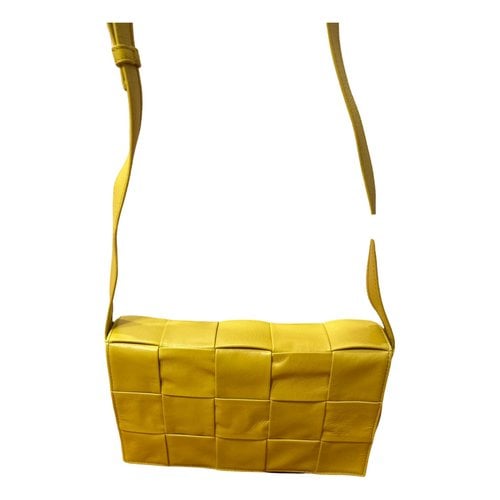 Pre-owned Bottega Veneta Cassette Leather Crossbody Bag In Yellow
