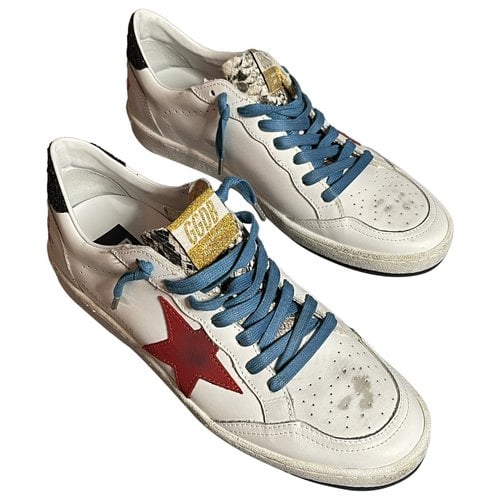 Pre-owned Golden Goose Ball Star Leather Trainers In White