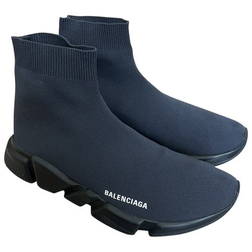 Pre-owned Balenciaga Speed Cloth High Trainers In Black