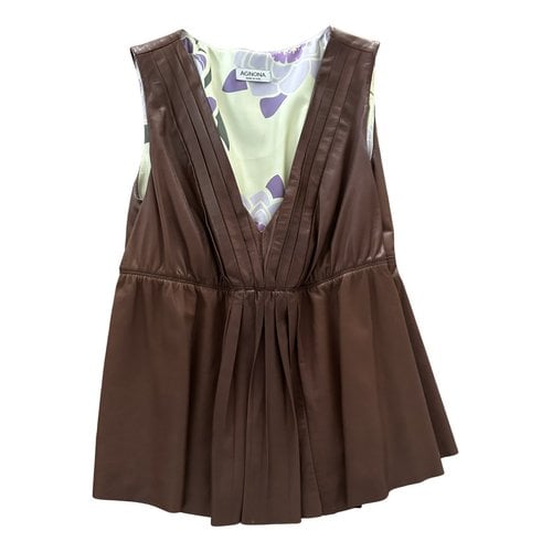 Pre-owned Agnona Leather Camisole In Brown