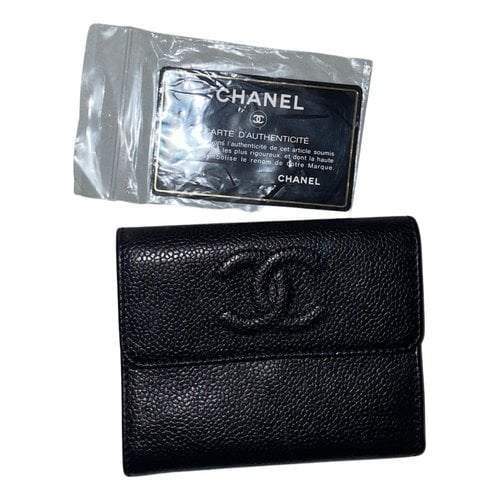 Pre-owned Chanel Timeless/classique Leather Wallet In Black