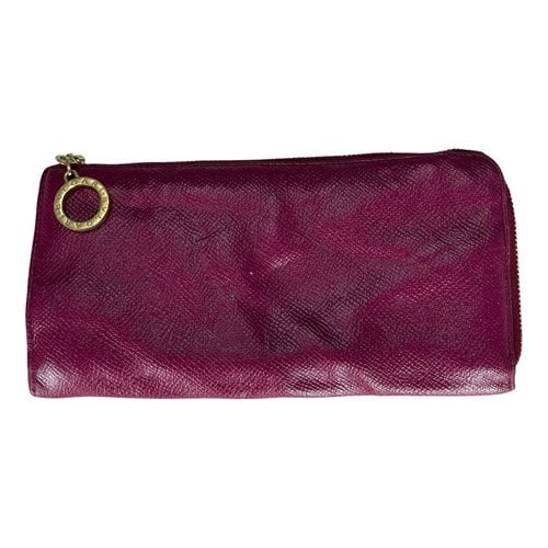 Pre-owned Bvlgari Leather Wallet In Purple