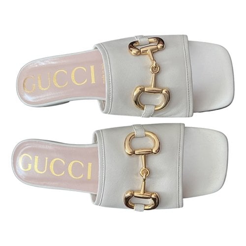 Pre-owned Gucci Princetown Leather Mules In White
