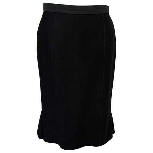Pre-owned Louis Vuitton Wool Mid-length Skirt In Black
