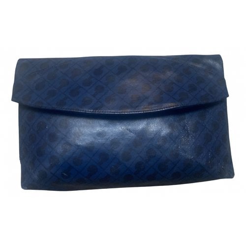 Pre-owned Gherardini Leather Clutch Bag In Blue