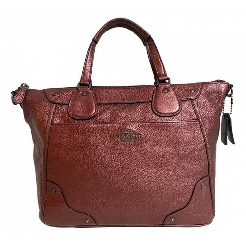 Pre-owned Coach Leather Satchel In Burgundy