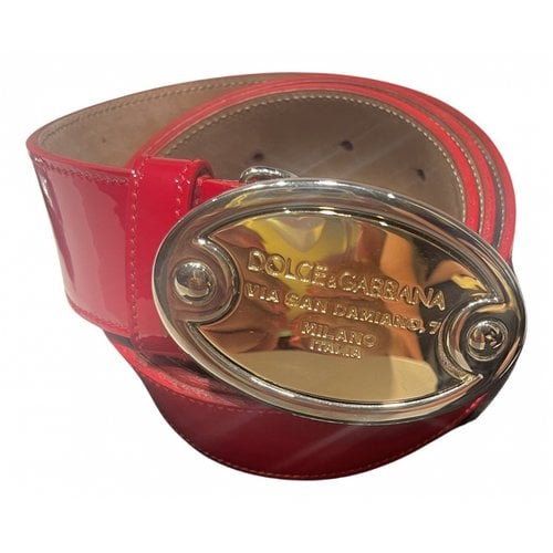 Pre-owned Dolce & Gabbana Patent Leather Belt In Red