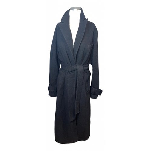 Pre-owned Msgm Wool Trench Coat In Black