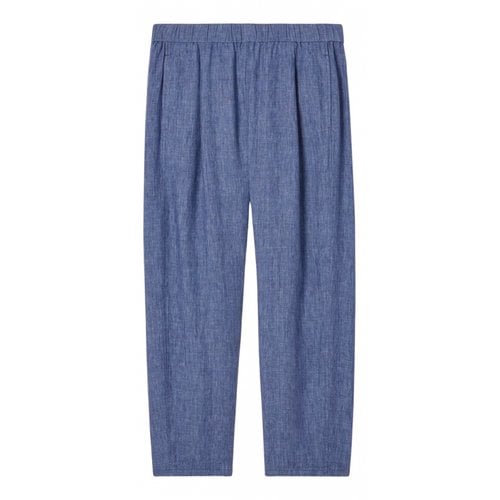 Pre-owned Eileen Fisher Linen Trousers In Blue