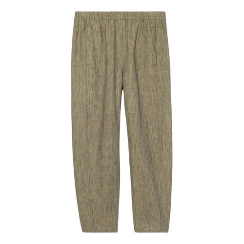 Pre-owned Eileen Fisher Linen Trousers In Green
