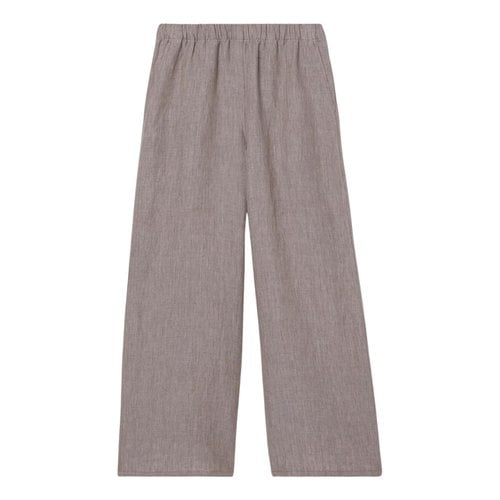 Pre-owned Eileen Fisher Linen Trousers In Grey