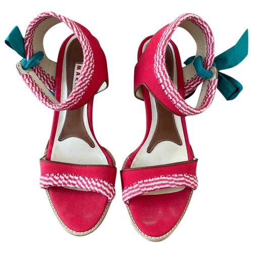 Pre-owned Marni Cloth Sandals In Red
