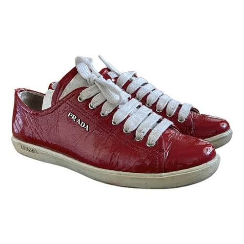 Pre-owned Prada Patent Leather Trainers In Red