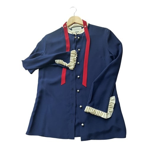 Pre-owned Gucci Silk Shirt In Blue
