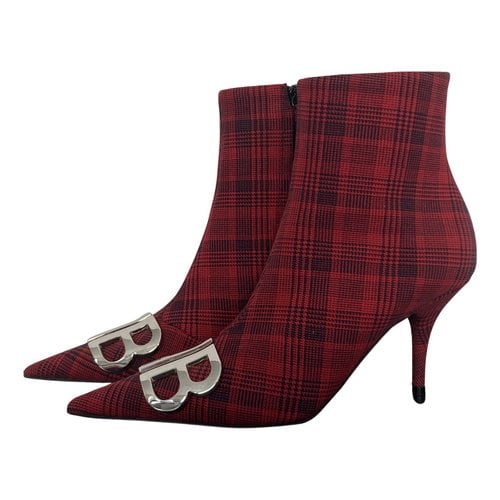 Pre-owned Balenciaga Cloth Ankle Boots In Red
