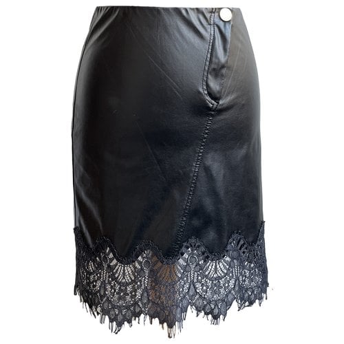 Pre-owned Patrizia Pepe Vegan Leather Mini Skirt In Black