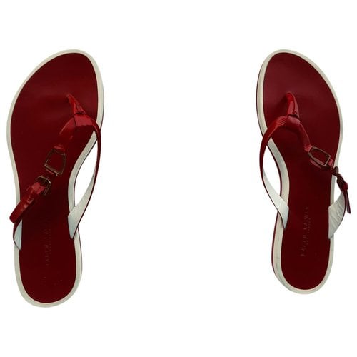 Pre-owned Ralph Lauren Leather Flip Flops In Red