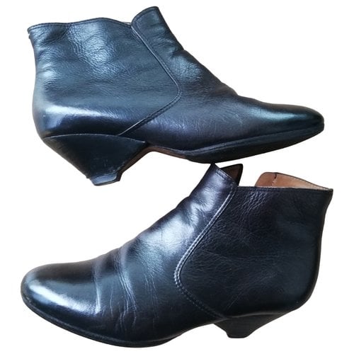 Pre-owned Maison Margiela Leather Ankle Boots In Black