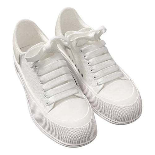 Pre-owned Alexander Mcqueen Deck Plimsoll Cloth Trainers In White