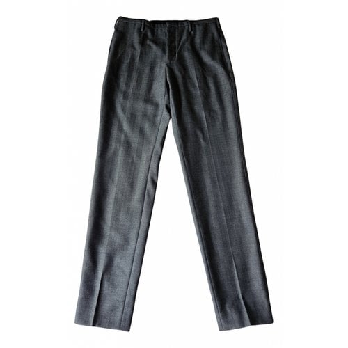 Pre-owned Prada Wool Straight Pants In Anthracite