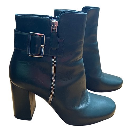 Pre-owned Prada Leather Ankle Boots In Green