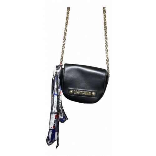 Pre-owned Moschino Love Leather Crossbody Bag In Black