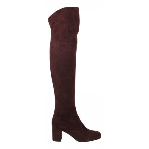 Pre-owned Saint Laurent Boots In Burgundy