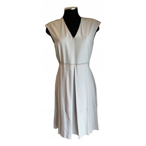Pre-owned Les Copains Wool Mid-length Dress In Beige