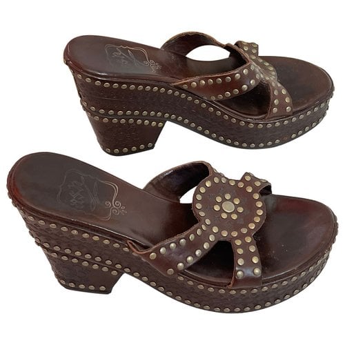 Pre-owned Ash Leather Mules & Clogs In Brown