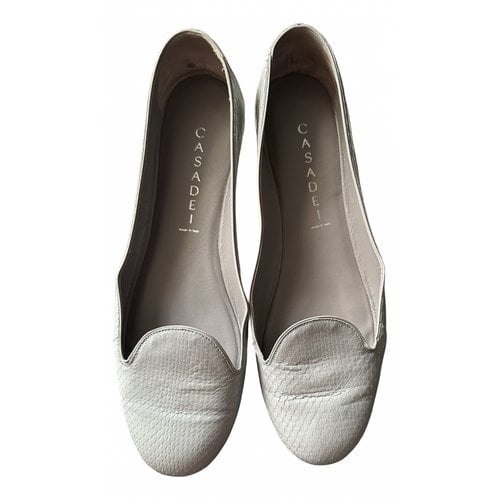 Pre-owned Casadei Leather Flats In Grey