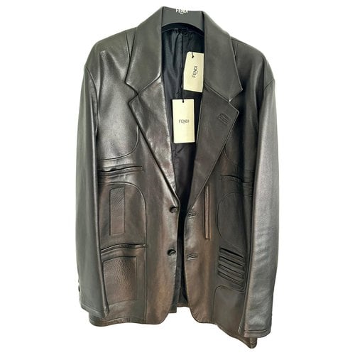 Pre-owned Fendi Leather Vest In Brown
