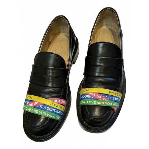 Pre-owned Jw Anderson Leather Flats In Black