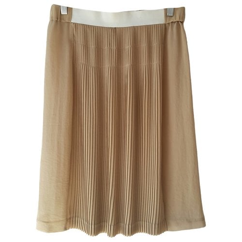 Pre-owned Rue Blanche Silk Mid-length Skirt In Beige