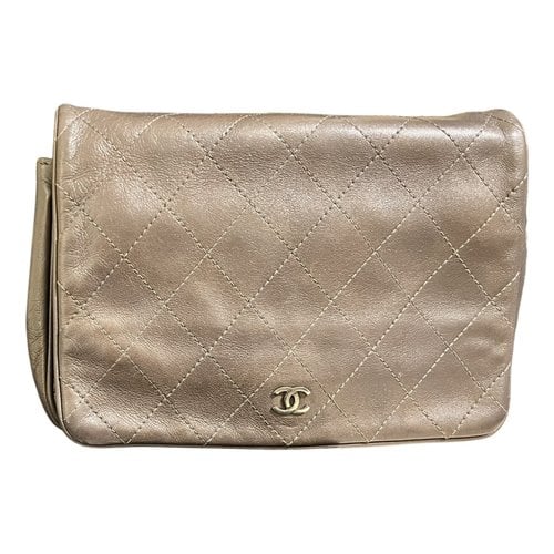 Pre-owned Chanel Wallet On Chain Leather Crossbody Bag In Grey