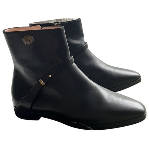 Pre-owned Gucci Leather Ankle Boots In Black