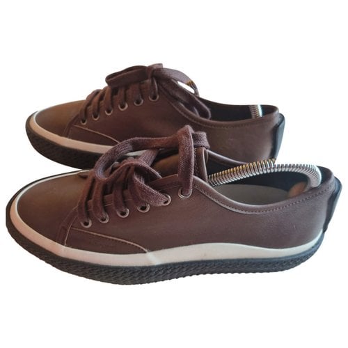 Pre-owned Ferragamo Leather Trainers In Brown