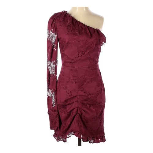 Pre-owned Alexis Lace Mini Dress In Burgundy