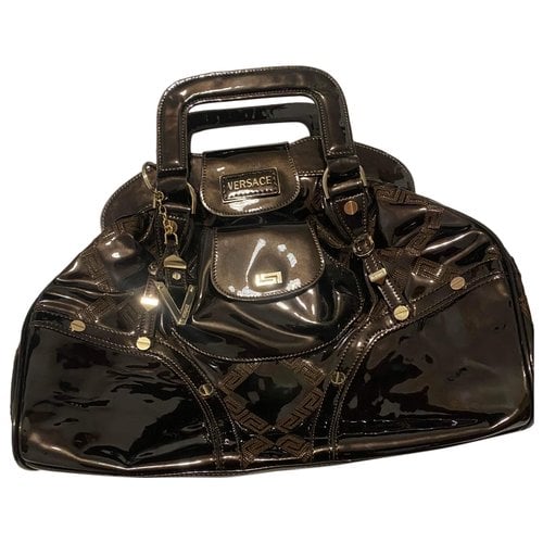 Pre-owned Versace Patent Leather Handbag In Brown