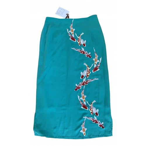 Pre-owned Stella Jean Silk Mid-length Skirt In Turquoise