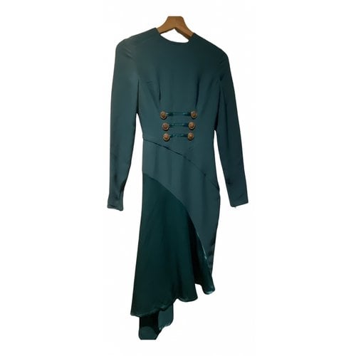 Pre-owned Versace Silk Mid-length Dress In Green